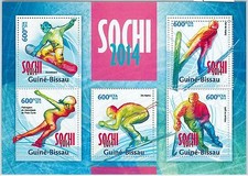 M1074 GUINEA BISSAU - ERRORE, 2013 FOGLIO ERSPERF: SOCHI 2014, SNOWBOARD, SCI