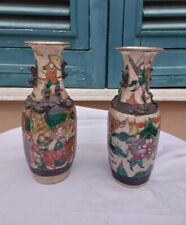 Coppia Vasi in ceramica con anse decorato Cinese orientale Cina Porcellana 