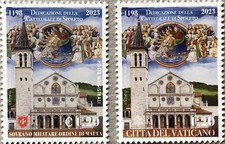 SMOM VATICANO 2023 EMISSIONE CONGIUNTA DUOMO CATTEDRALE DI SPOLETO 2 FRANCOBOLLI