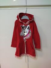 Vestito Abito Bimba sportivo cappuccio rosso paillettes cavallo 4 Anni