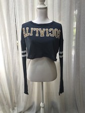 ZARA MAGLIA CORTA RAGAZZA ,BLU CON SCRITTA  MIS. EUR S USA S MEX 26