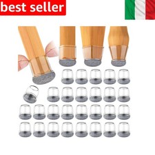 ONEBOOM 32 Pezzi Gommini per Sedie Rotondi con Feltrini,Piccolo Trasparenti F...