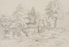 Paesaggio alberato, matita