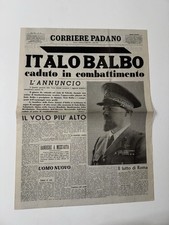 Articolo Di Giornale Dell Epoca1940 Morte Italo Balbo