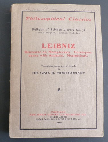 Scarce 1902 leibniz discourse - 1902,