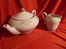 VECCHIA TEIERA + LATTIERA CERAMICA SCALA PORDENONE DECORI ORO NO GALVANI GINORI