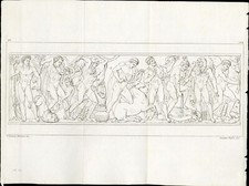 LE FATICHE DI ERCOLE ,  incisione del 1824 di ANTICO BASSORILIEVO + passepartout