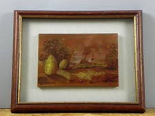 Acquerello su tavola di legno pino lago di Garda paesaggio quadro incorniciato