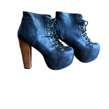 Stivali Jeffrey Campbell Havana Last 'Lita' in pelle nera con tacco plateau taglia 6 M