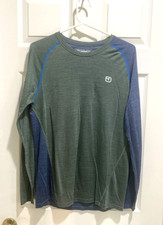 Camicia Ortovox 120 Cool Tec lana merino veloce verso l'alto manica lunga verde blu L