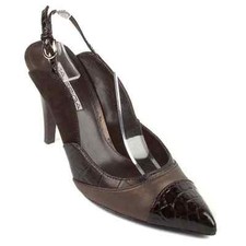 Nuova scarpa VIA SPIGA donna Brn pelle tacco a pompa punta croc slingback taglia 9 M 