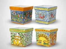 Porta Vaso Quadrato in Ceramica di Caltagirone 32cm - Vari Modelli