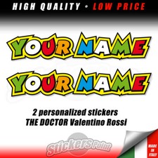 2 stickers adesivi PERSONALIZZATI nome a scelta THE DOCTOR Valentino Rossi VR46 