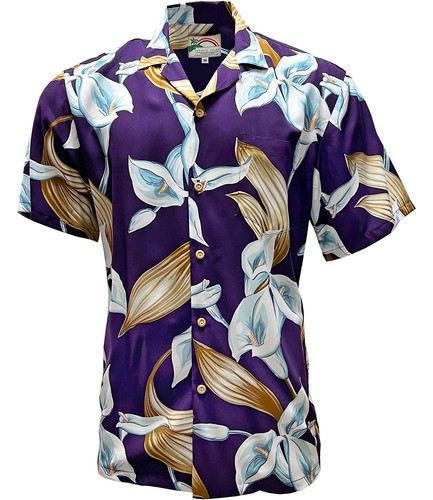 Camicia hawaiana viola - , calla