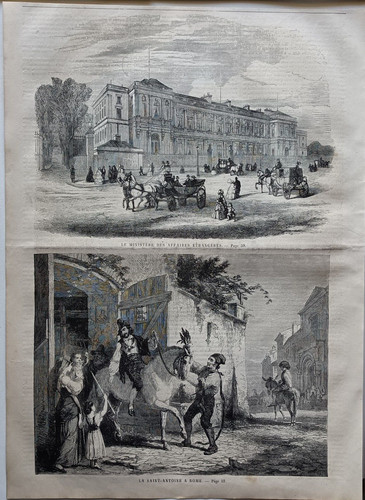 Stampa antica 1860 - , festa