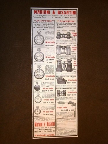 Pubblicità del 1911 orologi - pubblicità,