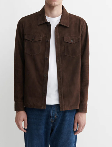 Giacca camicia pelle marrone - pelle,