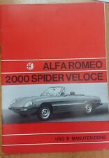 Manuale Uso e Manutenzione Duetto Alfa Spider 2000 Veloce stampa 07/71