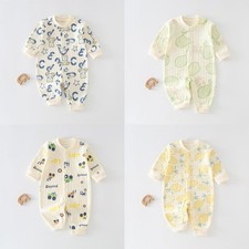 Pagliaccetto Lettera Orso Coniglio Auto Stampa Limone Bambino Manica Lunga con Tessuto Cotone