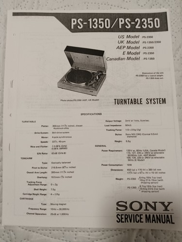 Sony 1350 2350 - sony, ps-2350