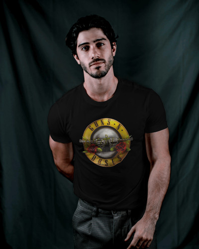 Maglietta nera bianca guns - nera,