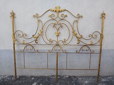 TESTATA LETTO MATRIMONIALE FERRO A RICCIOLI DORATA CON FOGLIOLINE - 1940 EMILIA