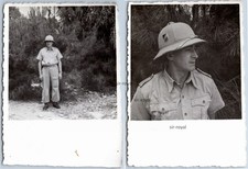 2x Soldato Wehrmacht con elmetto tropicale - foto WW2 6x9cm