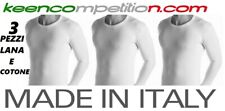 3 MAGLIE INTERNE UOMO GIROCOLLO MANICA LUNGA IN LANA E COTONE 100% MADE IN ITALY