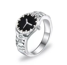 Anello orologio argento placcato / Women's ring clock watch silver plated