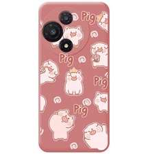 Custodia In Silicone Liquido Rosa Per TCL 60R 5G Design Maiali Disegni