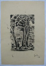 Giuseppe GAMBINO (Vizzini 1928–Preganziol 1997) Alberi con paesaggio anno 1947