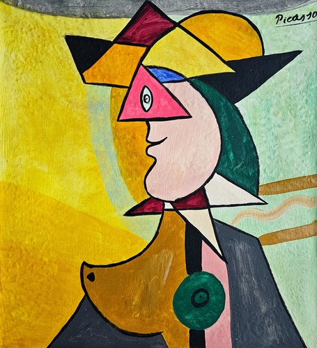 Dipinto olio astratto cubista