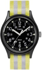 Orologio Timex MK1 alluminio 40mm cinturino nylon a righe giallo/nero usato con scatola