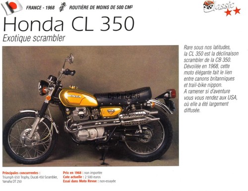 Fiche moto honda 350 1968 - moto,