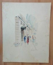 EDMONDO MANEGLIA ? DISEGNO A MATITA E CHINE COLORATE TORINO ANNI '30