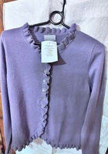 54€. cardigan Lilla, nuovo, 100% Cachemire, con Bordo Arricciato.