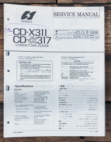 Sansui x311 x317 lettore - sansui, cd-x317