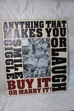  CORNICE PORTAFOTO,LEGNO,GRANDE,FUNNY "TUTTO CIÒ CHE TI FA SORRIDERE,RIGGLE O ECC   