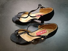 PAOUL  Scarpe da ballo donna tacco 7 raso nero e strass usate come nuove 