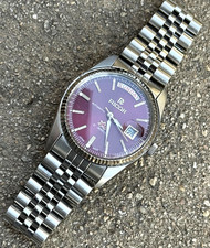 Orologio Vintage Ricoh President Automatico Quadrante Borgogna Ciliegia Uomo Giappone