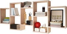 KASSI - Scaffale a 7 Scomparti/Scaffale Murale/Libreria/Pannello Sospeso/Quercia