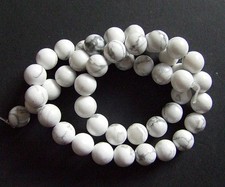1filo/45pz perline pietre dure howlite bianca naturale 8mm bigiotteria