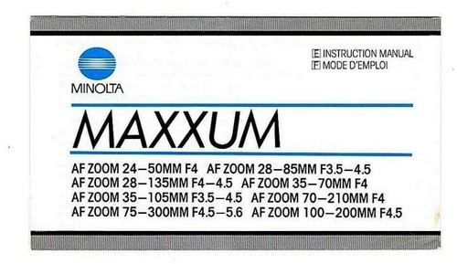 Minolta maxxum manuale - minolta,
