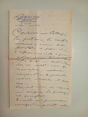 Lettera autografa prof - lettera,