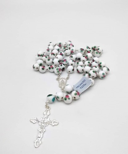 Rosario bianco argento - in,