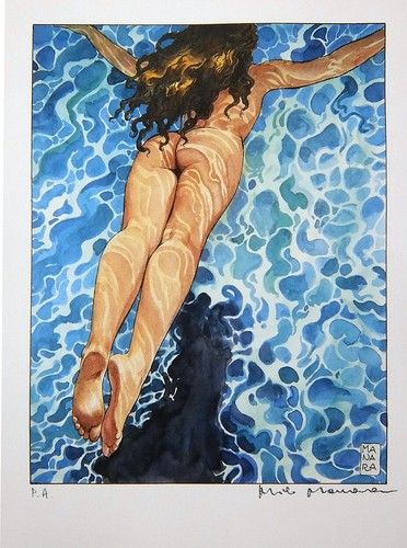 Manara stampa firmata tuffo - manara, "tuffo"