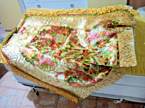 Copriletto vintage piazza in - vintage, 1