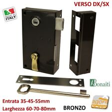 Serratura da applicare porte antiche BONAITI art.185 portoncino L60/70/80 bronzo