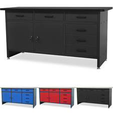 Banco da lavoro con piano di lavoro con 6 cassetti 2 scomparti con chiave