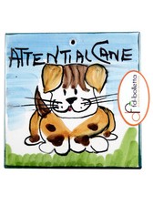 Mattonella ornamentale in ceramica attenti al cane da parete dipinta a mano ma19